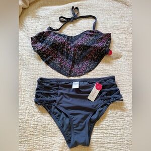 Strappy Bikini Set with Patterned Top